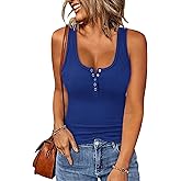 BTFBM 2026 Spring Tops for Women Summer Scoop Neck Ribbed Henley Button Sleeveless Casual Basic Tank Top Clothes Outfits