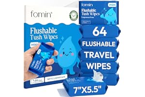 FOMIN Flushable Tush Wipes 8 Pack (8 Count) – Unscented Wet Wipes for Adults – pH Balanced, Biodegradable Cleaning Wipes - Hy