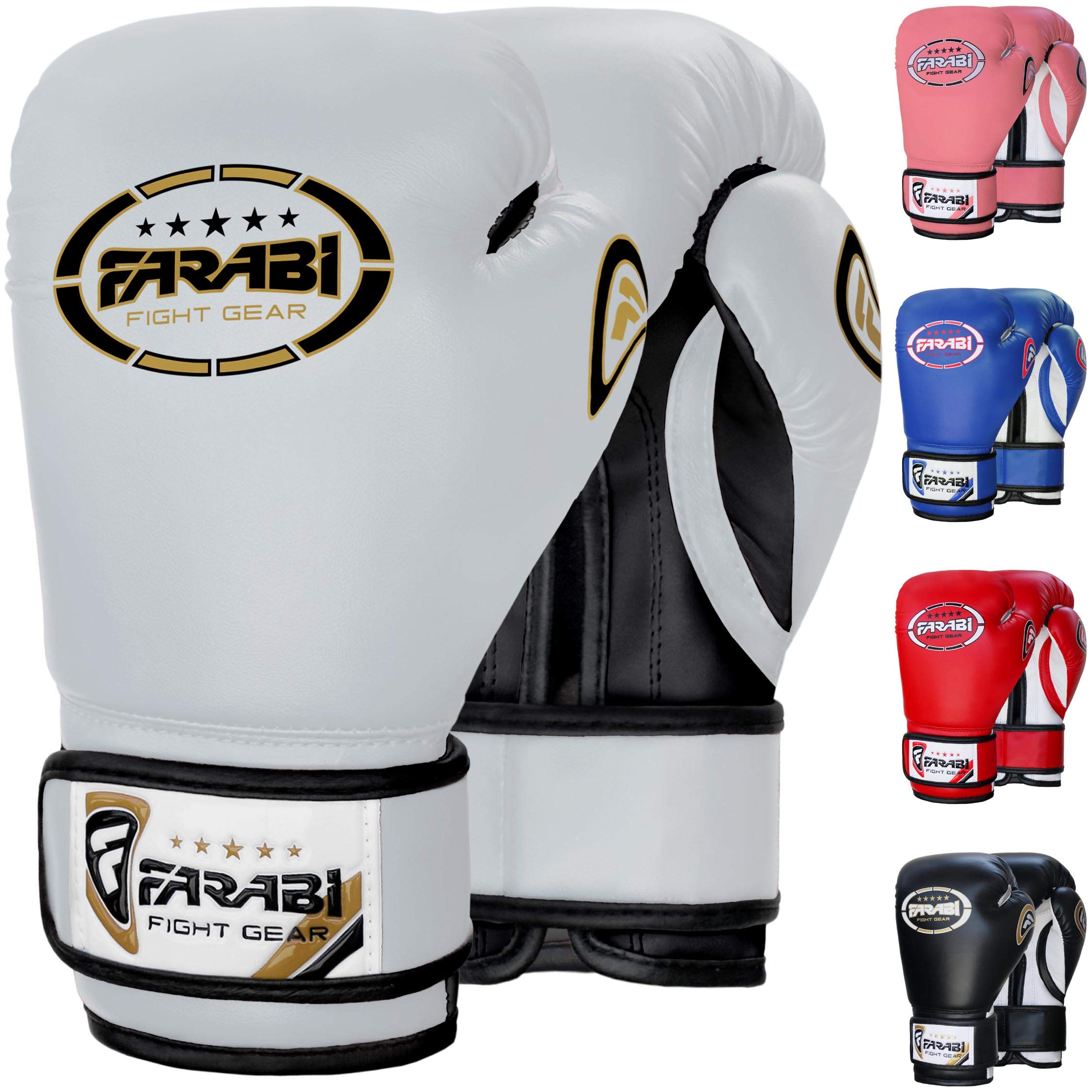 Farabi Sports Kids Boxing Gloves 6, 8-oz Junior Muay Thai Gloves Youth Kickboxing Sparring Punching Bag Training Gloves (White, 6-oz) — image 1