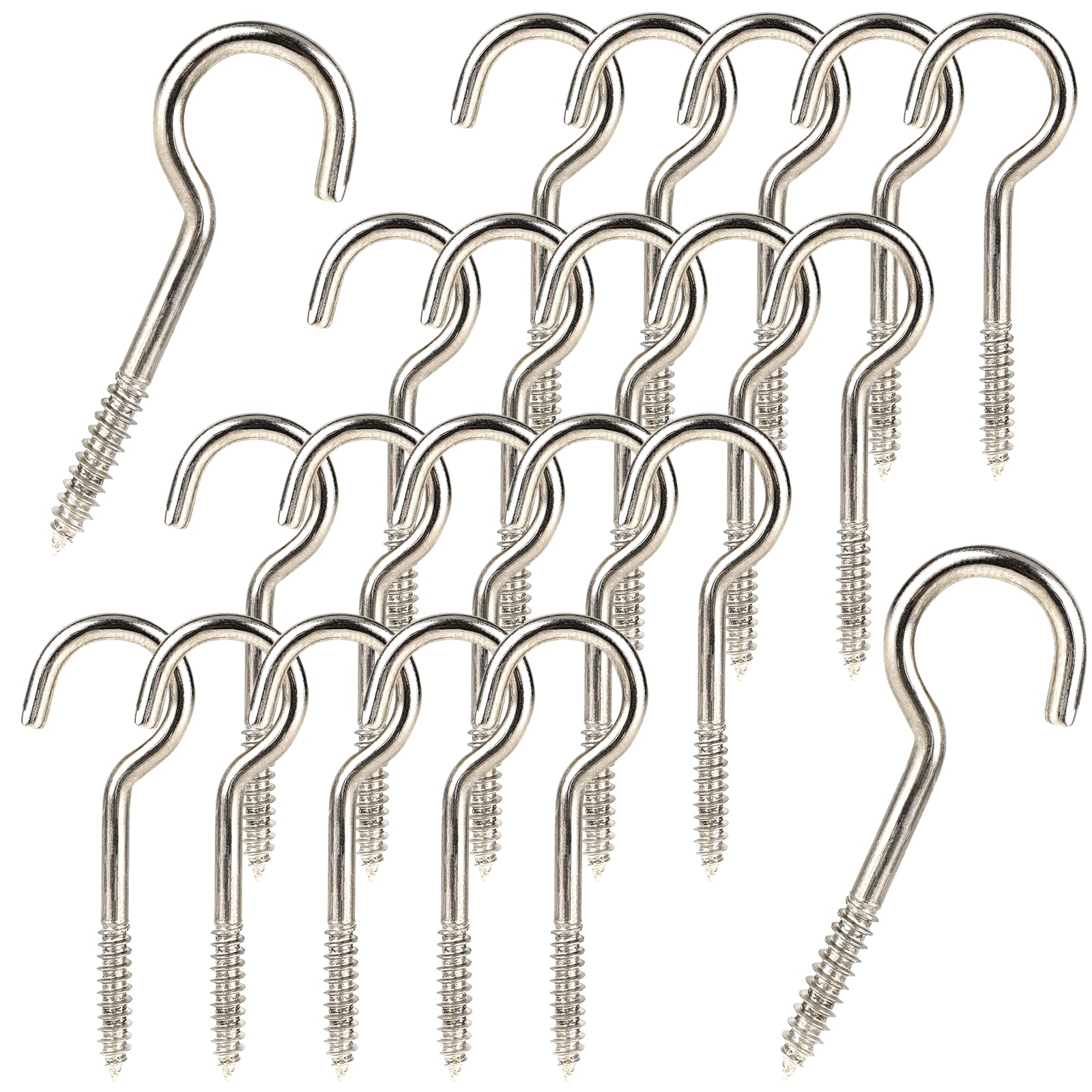 Photo 1 of 50pcs Heavy Duty 2 Inch Metal Cup Hook - Round End Self Tapping Screw Hooks, Silver Threaded 304 Stainless Steel Eye Bolt Ceiling Hanger With Open Loop