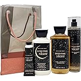 Bath and Body Works INTO THE NIGHT Gift Bag Set - Body lotion - Shower Gel and Fine Fragrance Mist Plus a Shea Butter Hand Cream arranged inside a transparent gift bag