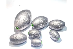 TKHDBF Egg Sinkers Bullet Fishing Weights Oval Shaped Sinkers with Plastic Core Slip Sinkers for Catfish Fishing Casting Saltwater and Freshwater 1/5oz to 2oz