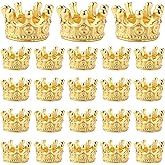 Hzopcw 20pcs Mini Crowns Charms, 3D Alloy Crown Pendant for Bracelets, Large Hole Spacer Beads for Women DIY Crafts Necklace Bracelet Jewelry Making- Gold