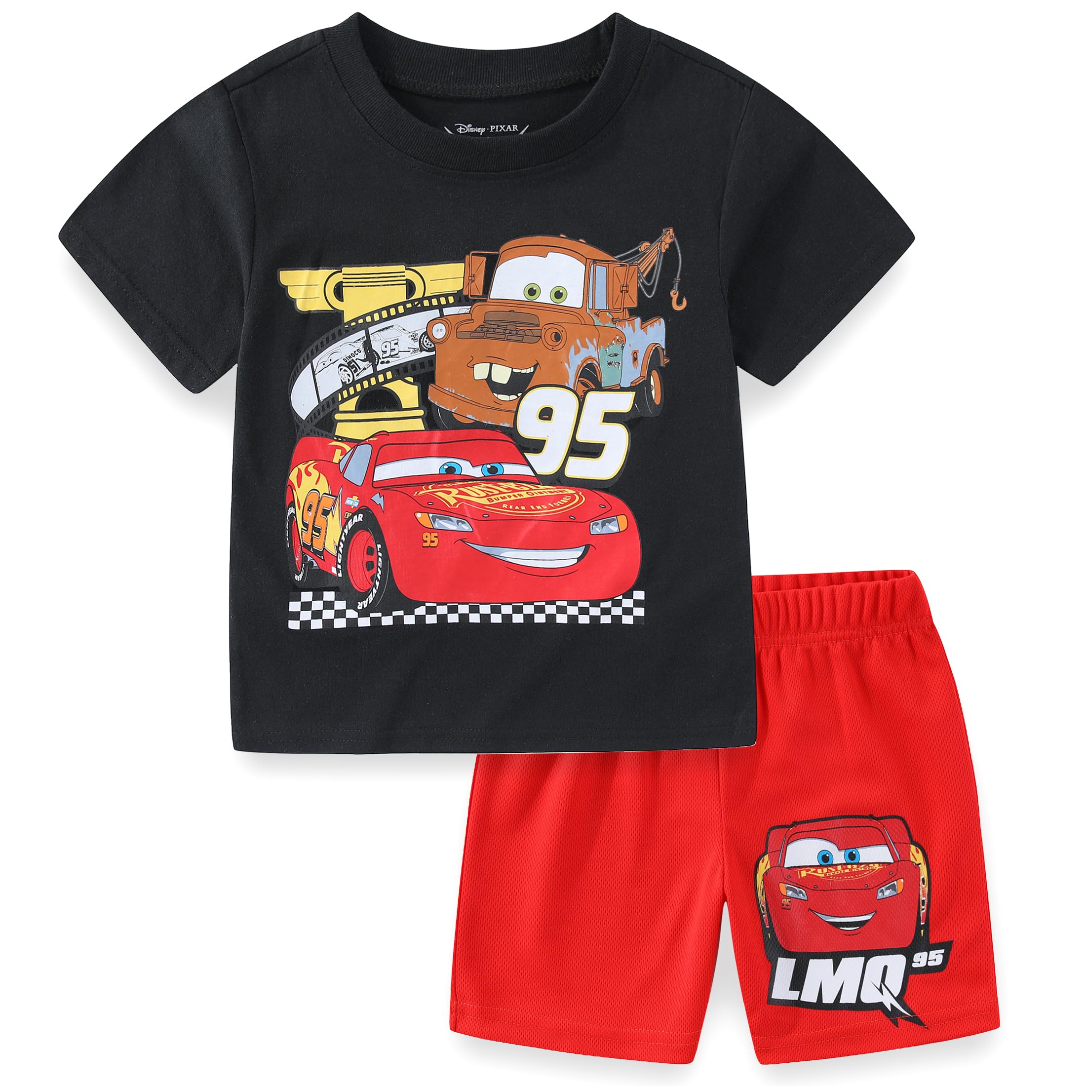 Photo 1 of Disney Cars Lightning McQueen Boys Short Sleeve T-shirt and Shorts Set for Toddler and Big Kids - Size 7 