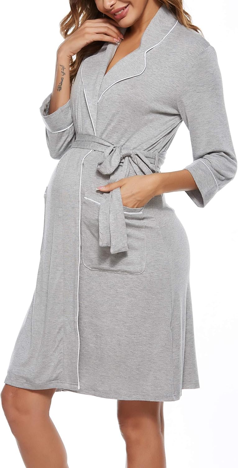 Molliya Maternity Nursing Robe Women Printed Pregnancy Hospital Delivery Pockets Bathrobe at  Women’s Clothing store