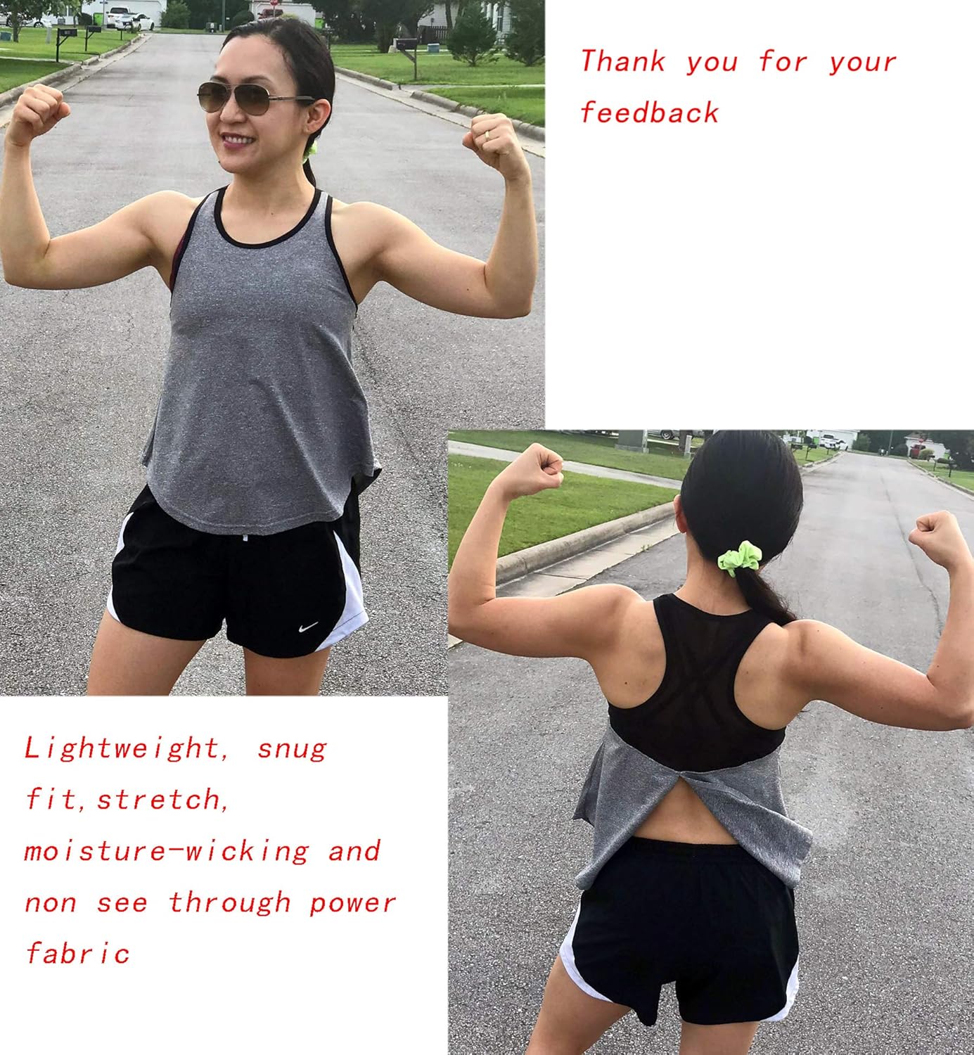 ADOME Workout Tops for Women Loose fit Racerback Tank Tops for Women Mesh Backless Muscle Tank Running Tank Tops at  Women’s Clothing store