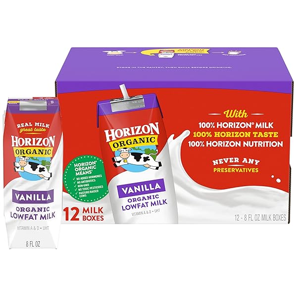 HORIZON ORGANIC SHELF STABLE 1% LOWFAT VANILLA MILK...