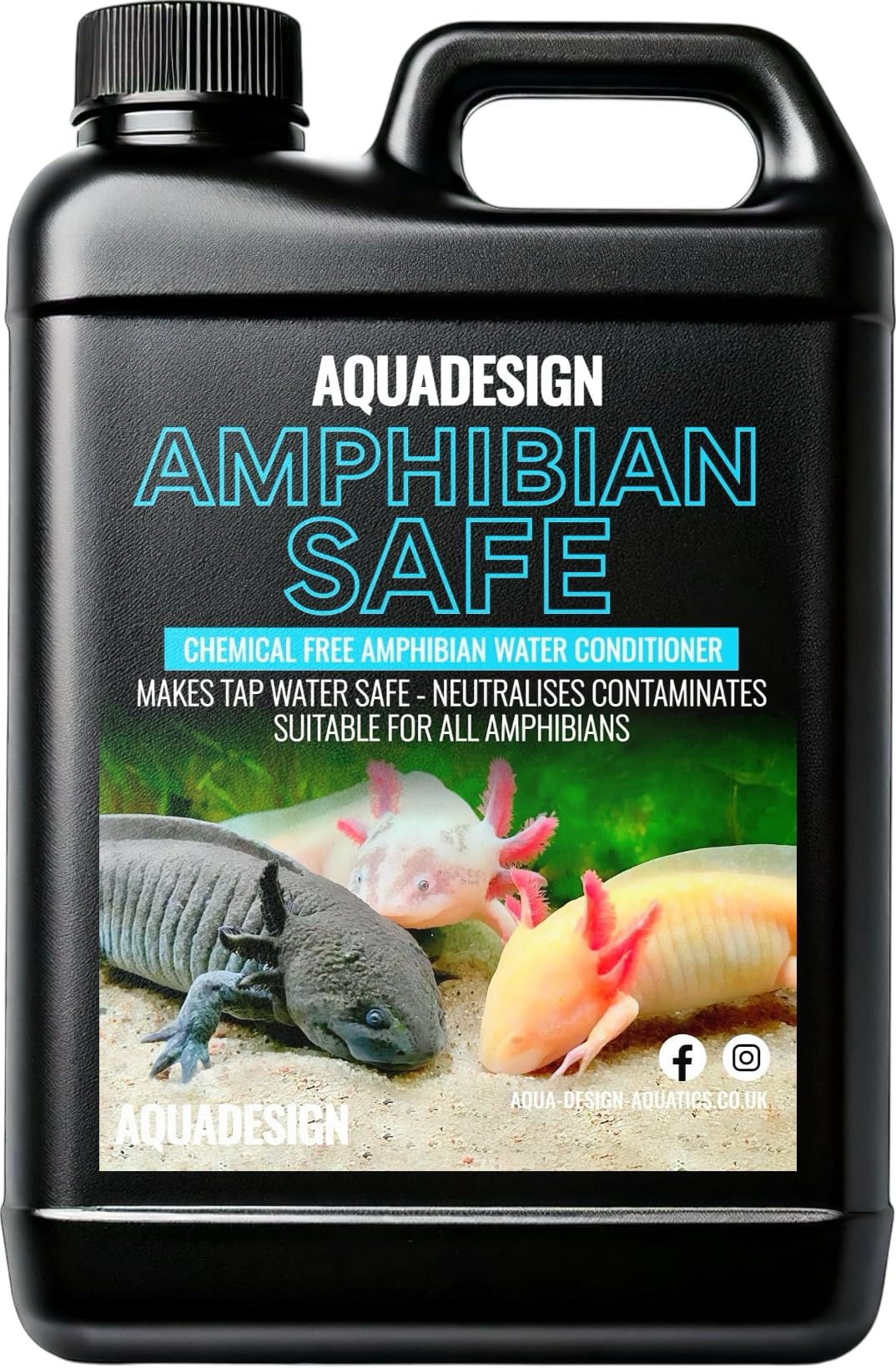 AquaDesign AMPHIBIAN SAFE 2500ml Tap Water Conditioner - Chemical Free - Axolotls Newts Frogs Salamanders