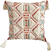XSlive 18x18 Boho Throw Pillow Covers Farmhouse Decorative Floral Square Couch Pillow Covers for Sofa Bedroom Living Room