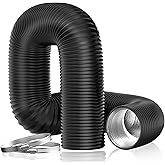 Hon&amp;Guan Dryer Vent Hose, 4'' Flexible Duct 16FT with 2 Duct Clamps | Heavy-Duty Three Layer Protection, Black PVC, for HVAC Ventilation, Duct Fan Systems
