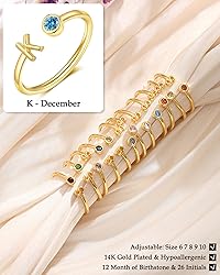 FUNEIA Initial Birthstone Rings for Women Teen