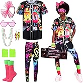 ZhouBoat 80s Outfit for Women, 80s Accessories with Shirt Leggings Gloves Necklace Earrings Sock Headband Glasses for Cosplay