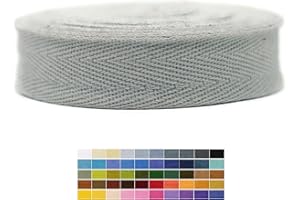 JACOB BICERRI 1" & 1.18" & 1.5'' & 2" Cotton Twill Tape - 10 Yards - 50+ Colors -%100 Natural Cotton 1 Inch 1.5 Inch 2 Inch Herringbone Bias Binding Cotton Tape Trim for Sewing Wrapping Craft DIY 10572 (Silver)…