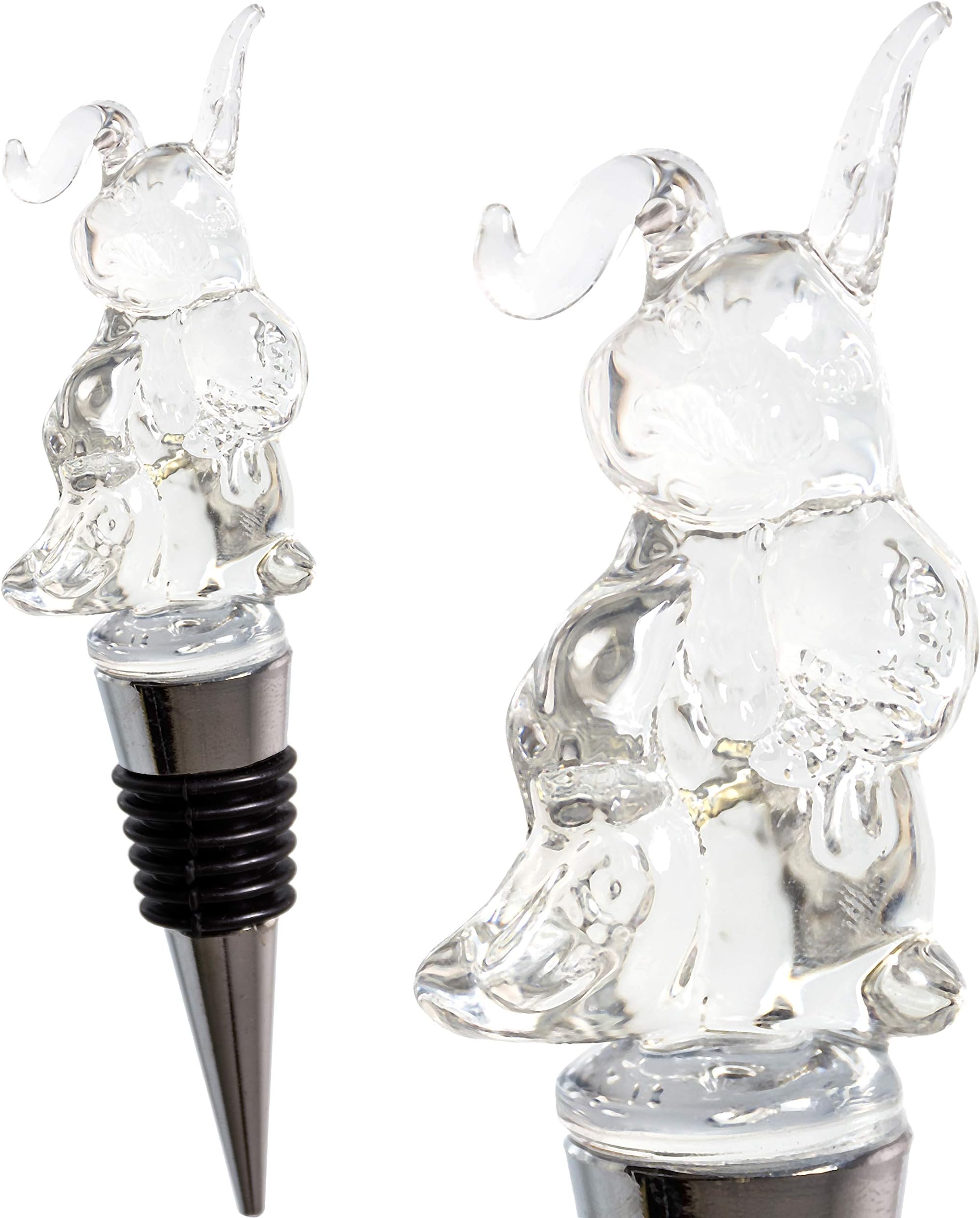 Glass Easter Bunny / Rabbit Wine Bottle Stopper - Decorative, Unique, Eye-Catching Glass Wine Stoppers – Rabbit Wine Stopper, Wine Accessories, Easter Gift for Host/Hostess - Wine Corker / Sealer