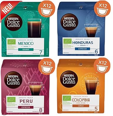 Nestlé - Dolce Gusto - Absolute Origin Collection - 4 verschiedene Sorten - 48 Kapseln - Espresso - Grande - Lungo