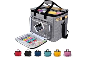 Hoshin Knitting Bag for Yarn Storage, High Capacity Yarn Totes Organizer with Inner Divider Portable for Carrying Project, Kn