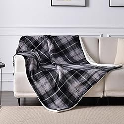 SOCHOW Sherpa Plaid Fleece Throw