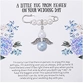 Ralukiia Something Blue Angel Memory Bouquet Charm, Wedding Day Hug from Heaven, Guardian Angel Charm, Memorial Gift for Bride, Wedding Gift from Deceased Mom or Dad, Remembrance Gifts