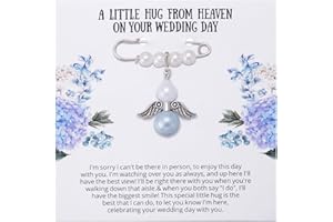 Ralukiia Something Blue Angel Memory Bouquet Charm, Wedding Day Hug from Heaven, Guardian Angel Charm, Memorial Gift for Bride, Wedding Gift from Deceased Mom or Dad, Remembrance Gifts