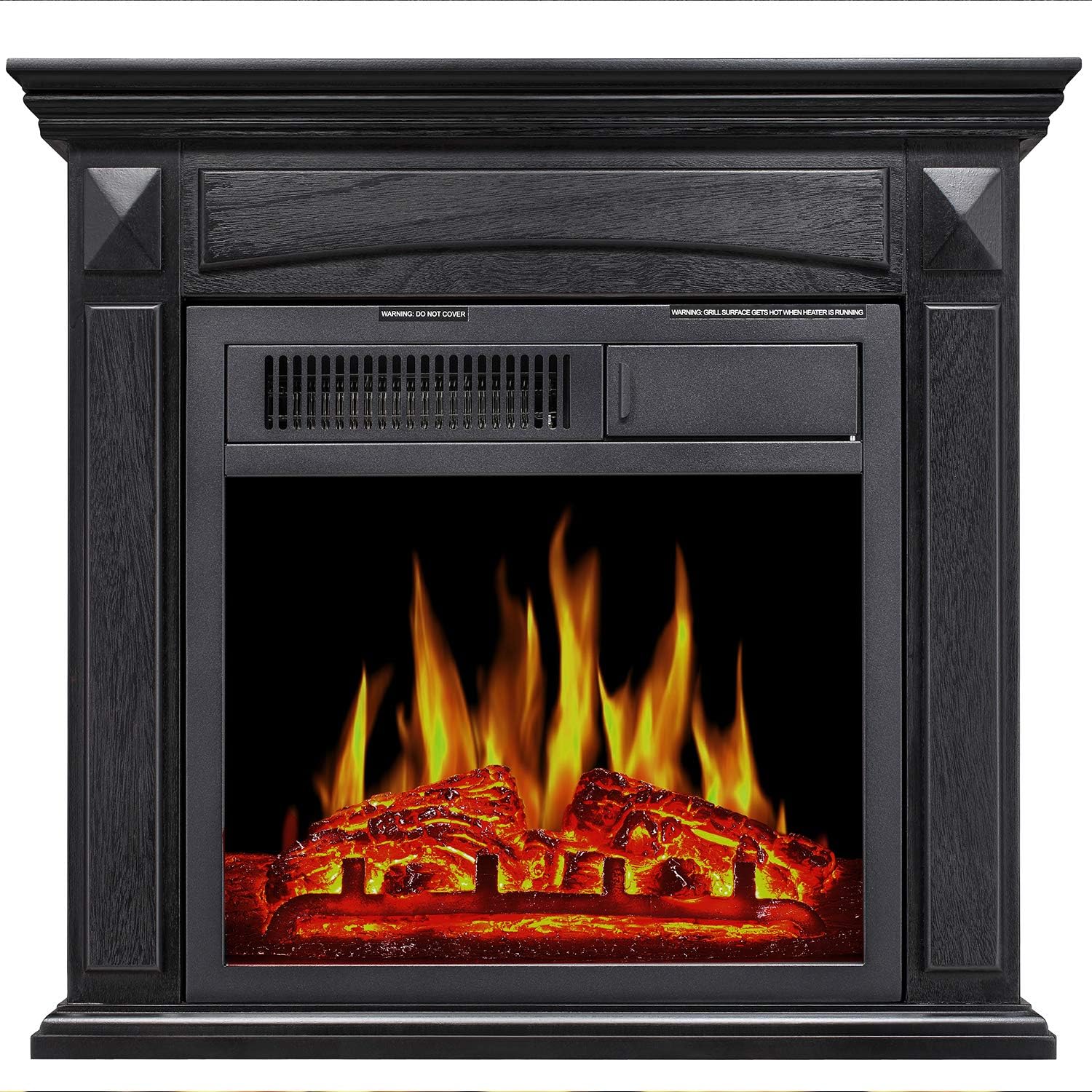 Antartic Star Mantel Electric Fireplace, Freestanding Wooden Surround Firebox, Adjustable Led Flame, Remote Control, 750W-1500W, Black