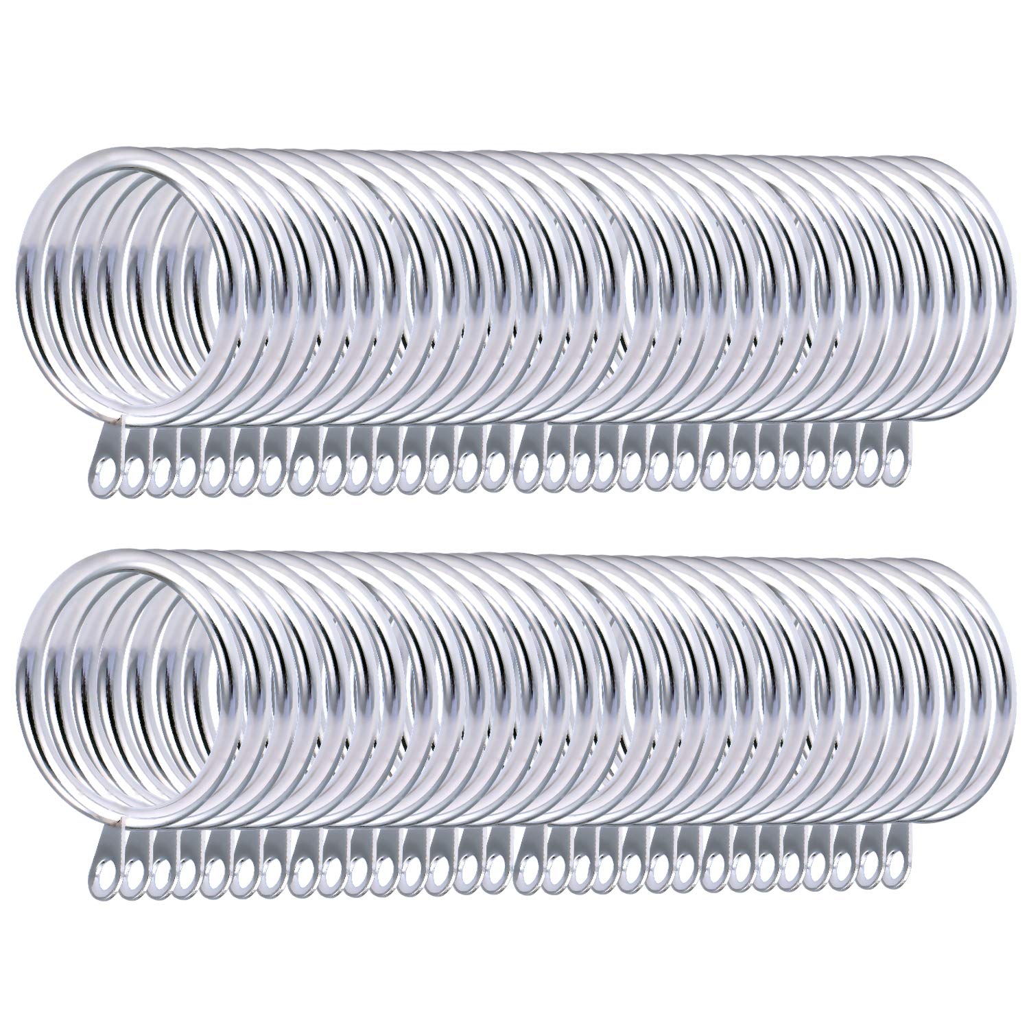 Coolty 60pcs Metal Curtain Rings 38mm Drapery Hanging Rings with Fixed Eye for Curtains Poles, Rods and Drapery (Silver)