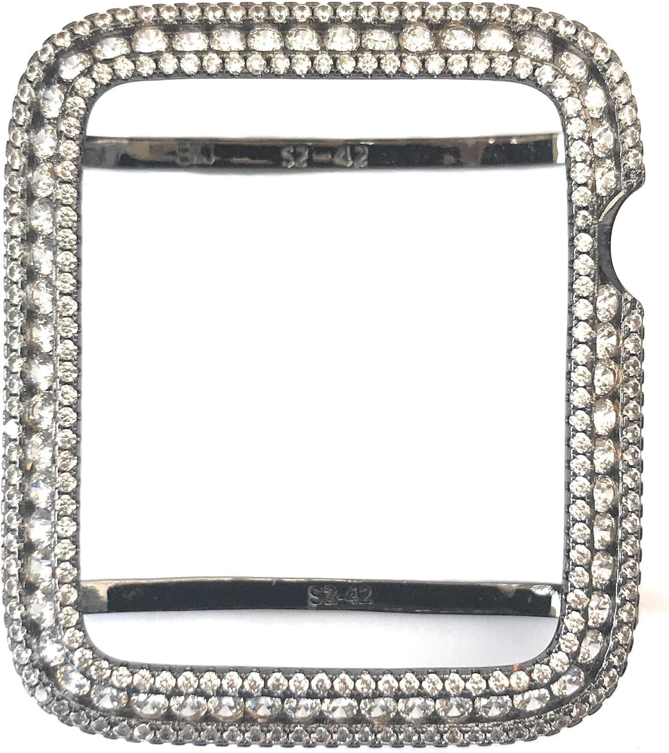EMJ Series 2,3 Bling Apple Watch Clear Zirconia Black Bezel Face Case Insert 38/42 mm