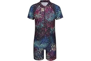 AISYEE Girls One Piece Rash Guard Swimsuits for Kids UPF 50+ Sun Protection Short Sleeve Swim Shirt