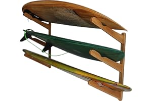 COR Surf Wooden Surfboard Wall Mount for Surf Boards, Snowboards, Skateboards, Kiteboards and Wakeboards, Triple Tier Surf Board Display Holder, Made of Sustainable Bamboo (24 x 4 x 4 Inches)