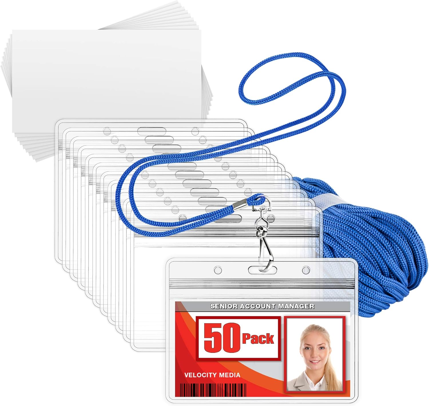 Amazon MIFFLIN Lanyard Horizontal ID Holder Includes Name Card 