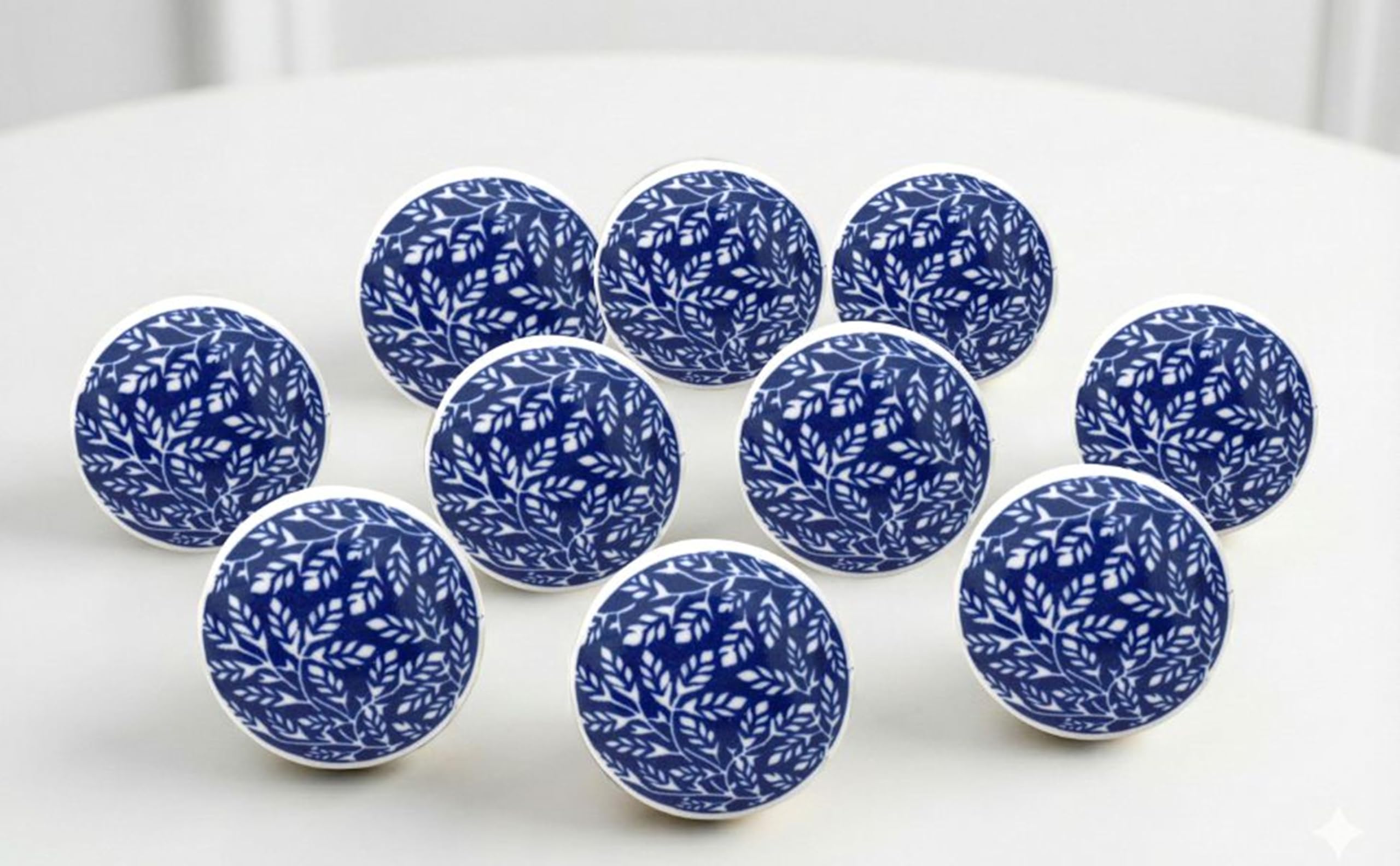 ARTISNO Ceramic Knobs Colorful Blue for Kitchen Cabinets Bathroom Cupboards Dresser Drawers Chest Handmade Pottery Set of 10 (Design a) — image 1