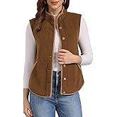 Allegra K Women's Fleece Vest Button Down Sleeveless Jacket with Pockets Oversized Fuzzy Vests