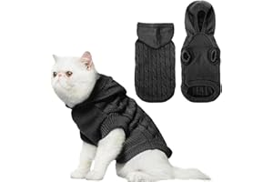 PUPTECK Winter Dog Cat Sweater Coat - Soft Cold Weather Clothes Knitwear for Kitties & Small Dogs Indoor Outdoor Walking Warm, Knitted Classic for Doggies Kitties Girls Boys, Black M