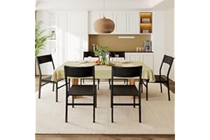 Feonase Dining Chairs Set of 6, Modern Kitchen Chairs with Ergonomic Backrest, MDF Board and Metal Legs, Dinner Chairs for Dining Room, Kitchen and Living Room, Easy Assembly, Black