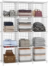 AWTATOS Cube Storage Unit 12 Cubes Wire Shelves White USCIH12WE view 4