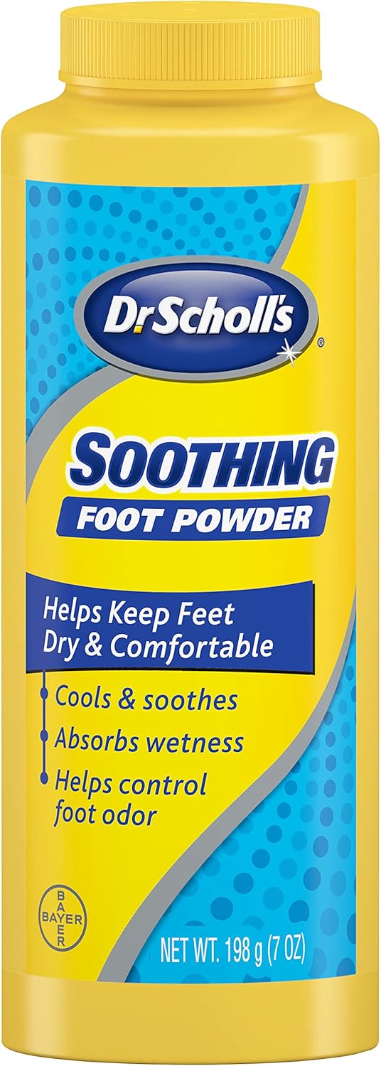 Dr. Scholl's Soothing Foot Powder, 7oz (Pack of 4) // Cooling and Soothing Powder with Fresh Scent for All-Day Protection Against Odor and Sweaty Feet: Health & Personal Care