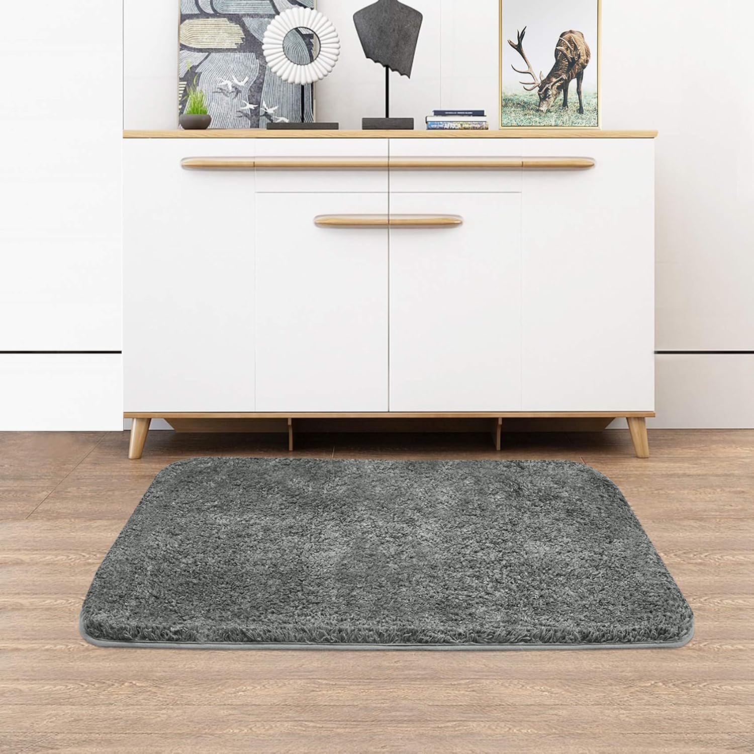 Soft Plush Bathroom Rug Bath Mat 20" x 32",Non-Slip Microfiber Fluffy Shaggy Water Absorbent Bath Rug Carpet,Machine Washable Rectangular Runner Area Rug Mats for Floor/Kitchen,Lava Grey: Home & Kitchen
