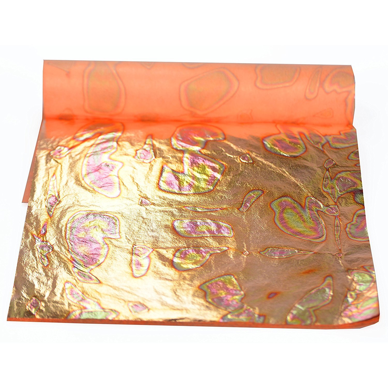 Professional Quality Variegated Gold Leaf Sheets, Color: Red, 25 Sheets, 14 x 14 cm Booklet