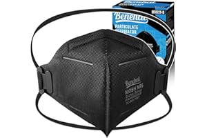 BENEHAL NIOSH Approved N95 Mask Particulate Respirators, Pack of 25 Black N95 Face Masks, Individually Wrapped, Universal Fit