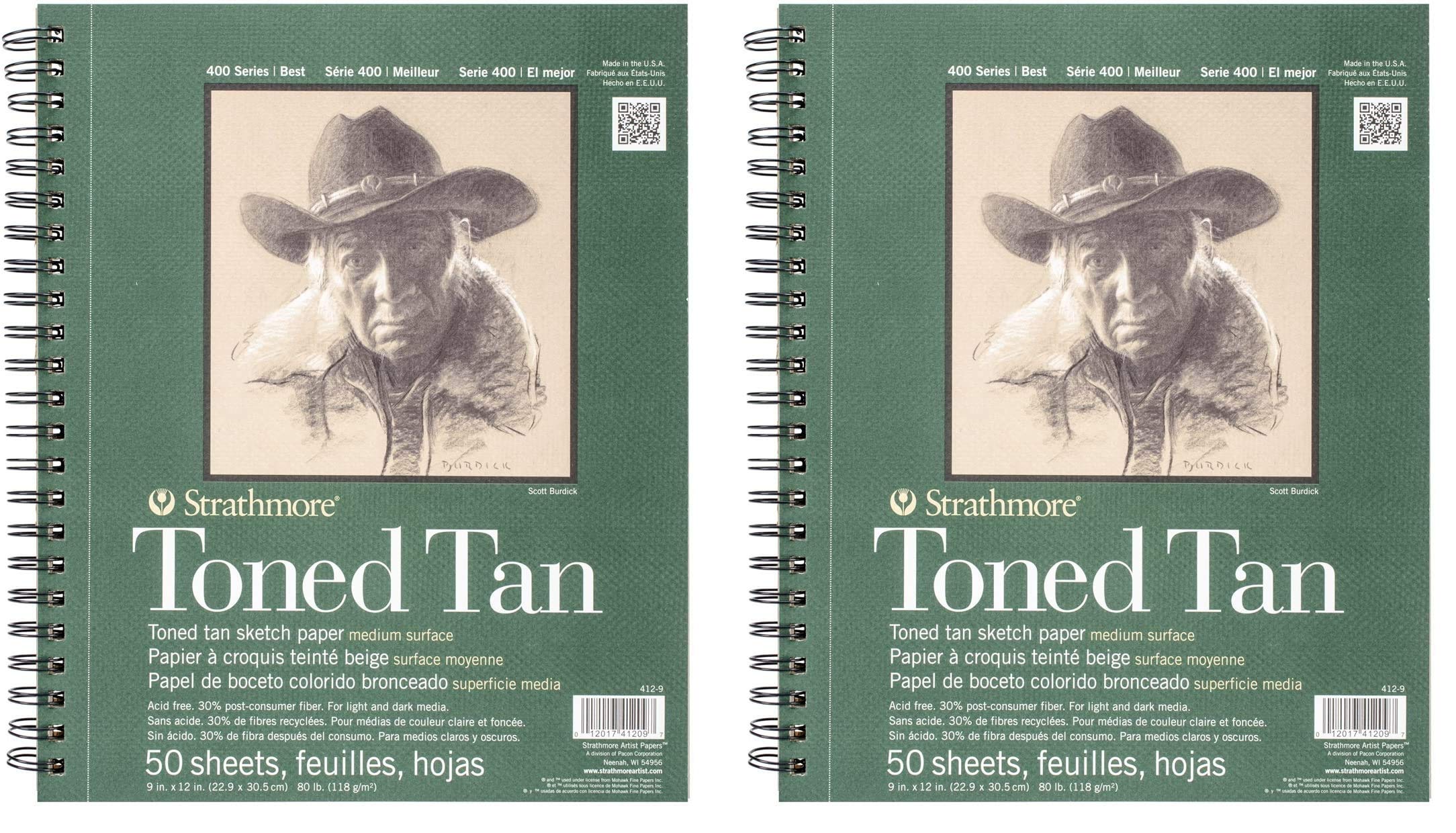 Strathmore Tan Drawing 400 Series Toned Sketch Pad, 9"x12", 50 Sheets (Тwo Рack)