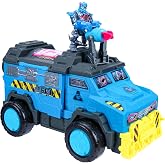 MRBEAST LAB Hybrids Mobile Battle Lab, MEGA-TECH Hybrid Figure, Toy Vehicle | Converts to battle station with trap door; exclusive figure with robot arm and Lightning Cannon, fun toys for kids, toy truck