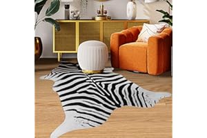 Guyi Rare Clearance Rug Large Zebra Rug Faux Cowhide Rugs for Bedroom Living Room Dining Room Animal Rug (Small Zebra Clearance)