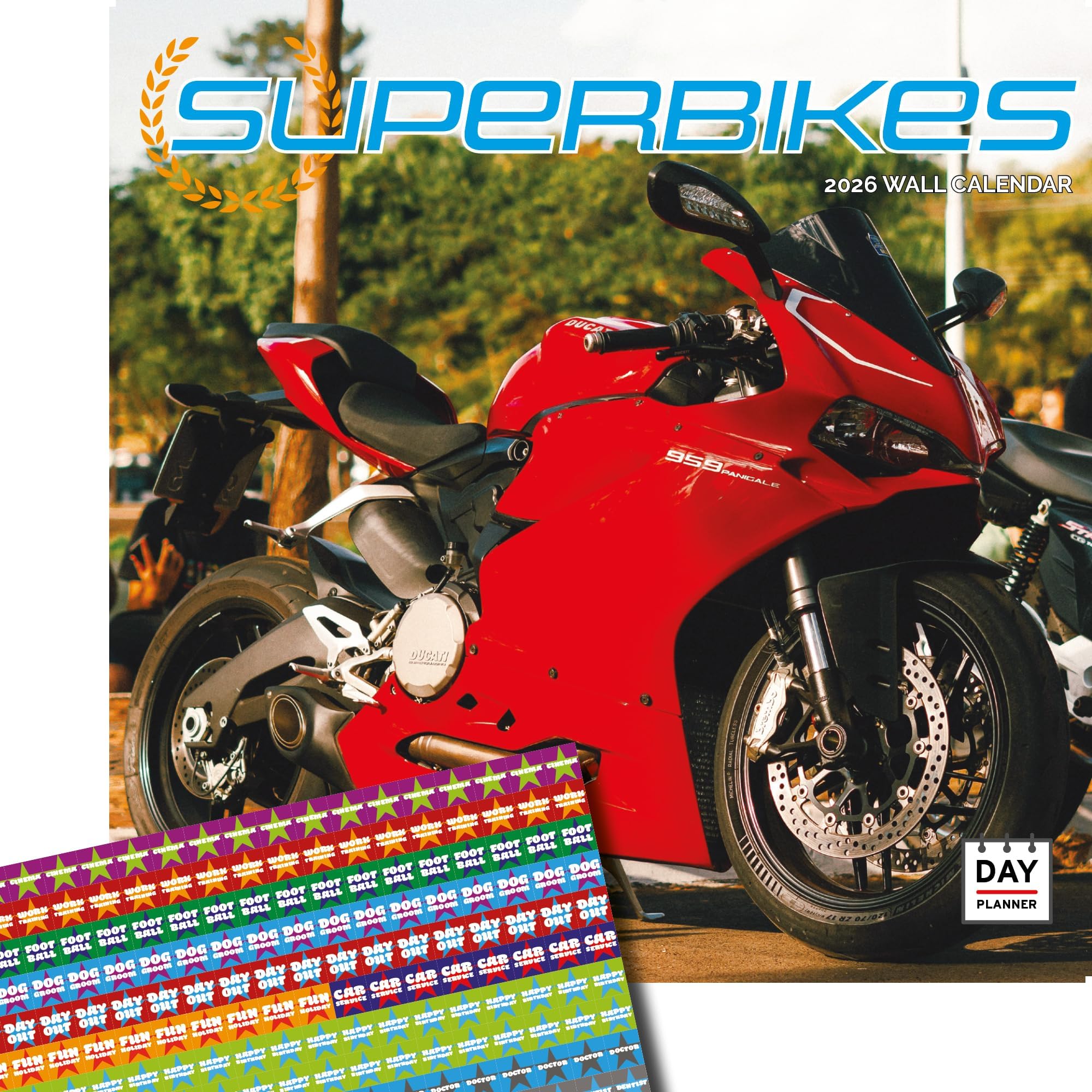 Dayplanner Publishing Superbikes Calendar 2025, Large Square Wall Calendar, 16 Month, Superbike Gift Motorbike Calendar
