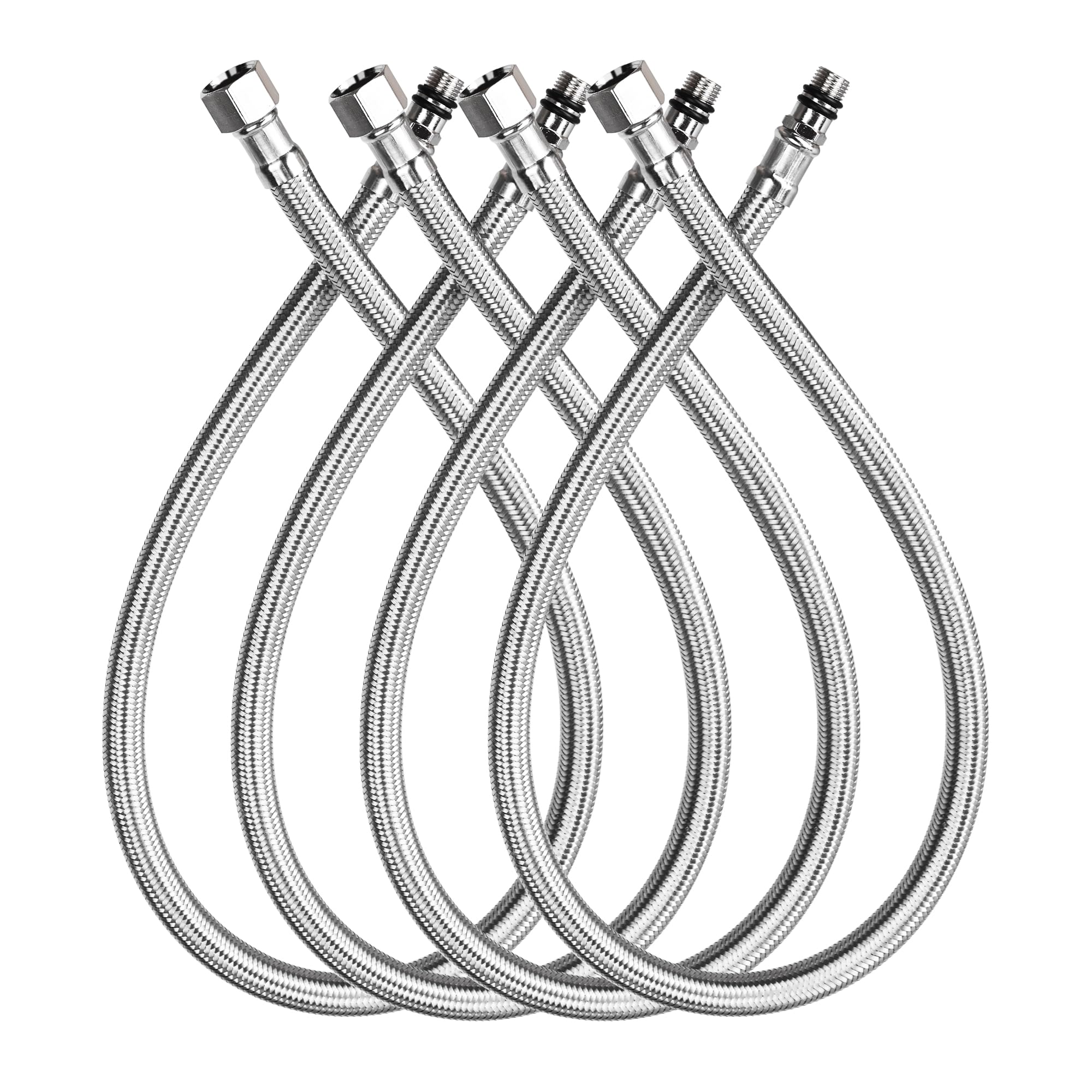 Photo 1 of 4 Pcs Bathroom Faucet Hose Connector Braided Supply Hose 3/8-Inch Female Compression x M10 Male Connector 304 Stainless Steel Kitchen Sink Faucet Connection (12 inch)