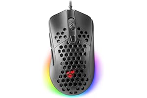 GUNMJO Tyrfing Honeycomb Shell Wired RGB Gaming Mouse, PC Gaming Mouse with 6 Buttons and Up to 10,000 DPI, Computer Mice for PC Gaming, Black Color