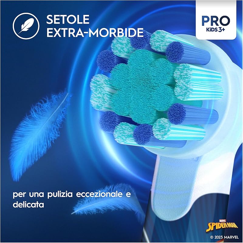 Spazzolino Elettrico Ricaricabile Pro Kids Marvel Spiderman, 1 Testina, per Bambini da 3 Anni in Su, 1 Spazzolino