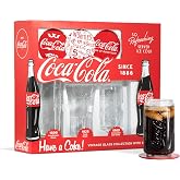 Coca-Cola Set of 3 Different Vintage Style Coke Glasses With Coasters Gift Set
