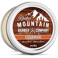 Beard Balm - Rocky Mountain Barber - 100% Natural - Premium Wax Blend with Cedarwood Scent, Nutrient Rich Bees Wax, Jojoba, T
