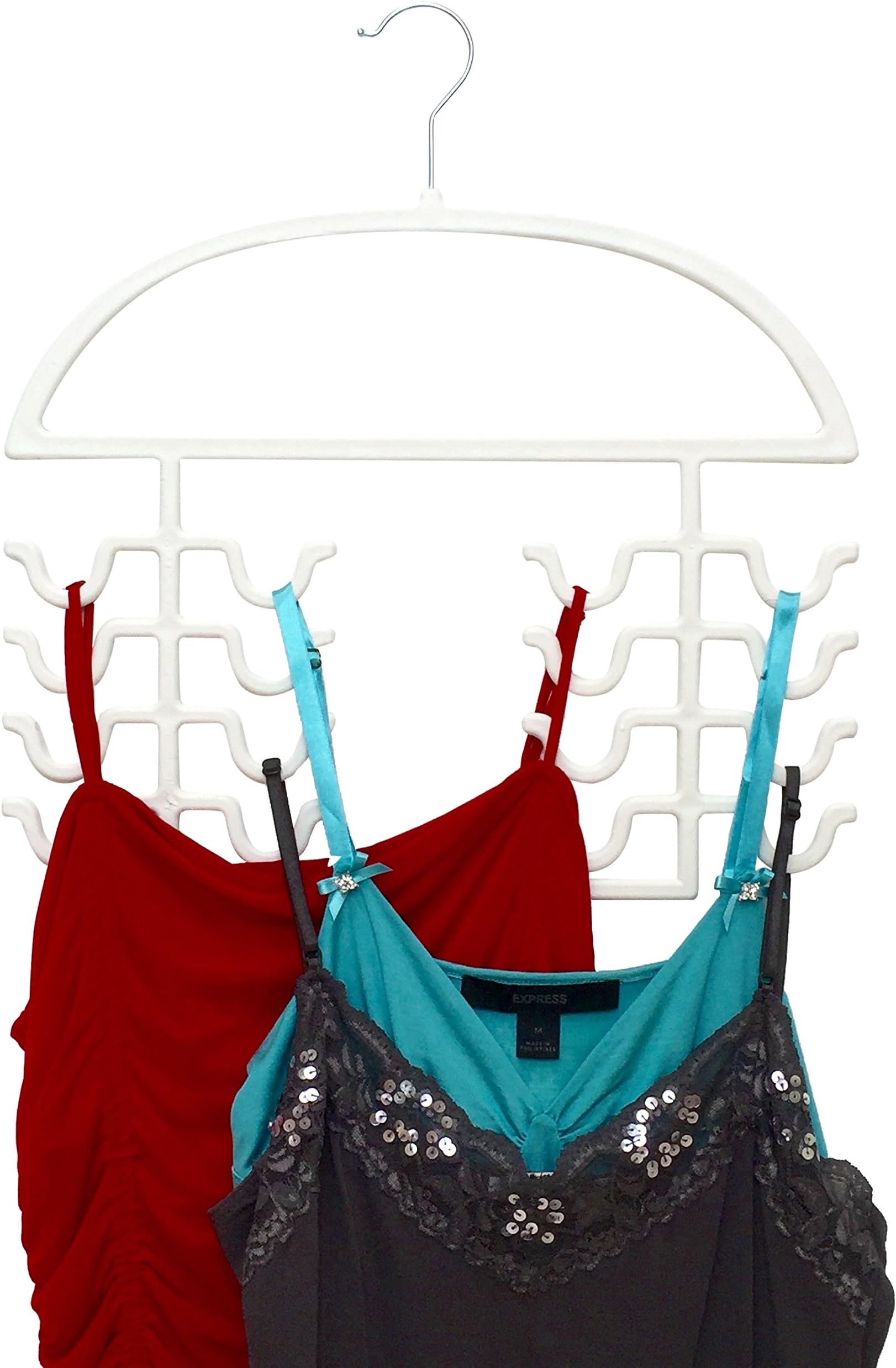 DR. ORGANIZER Closet Hangers for Tanks Tops, Bras, and Cami Tops, USA Patented (8263) White Plastic, 3 Piece