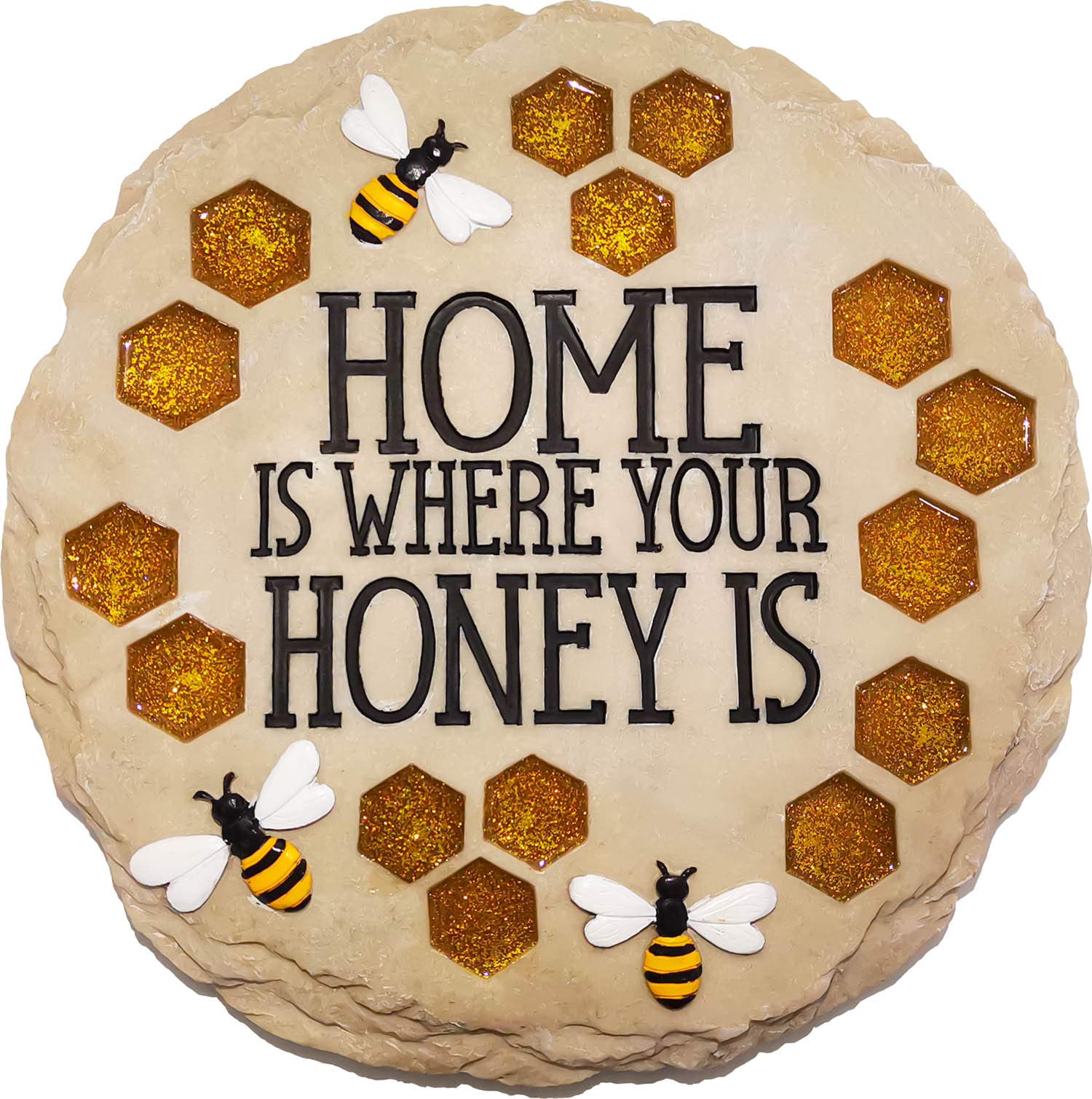 Spoontiques - Garden Décor - Home is Where Your Honey is Stepping Stone - Decorative Stone for Garden