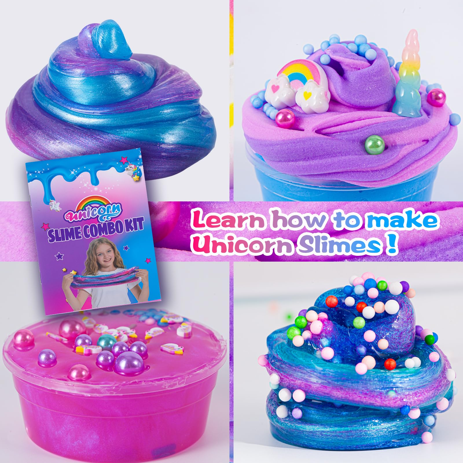 ZOnFRTO Mini Unicorn Slime Kit for Girls - Glimmer Crunchy, Butter, and Galaxy Slime for Kids 6-12 - Party Favors for Children